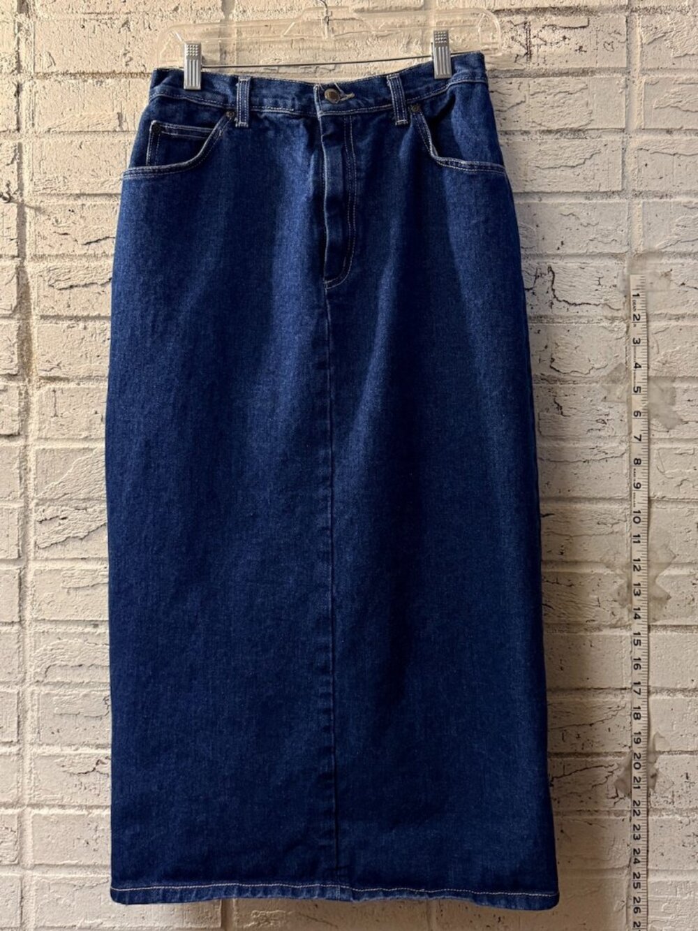 Vintage St Johns Bay Denim Maxi Skirt Dark Wash Long Jean Skirt 100% Cotton